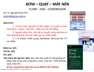 Bài giảng Bơm – Quạt – Máy nén - Nguyễn Minh Phú