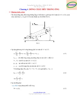 Bài giảng Cơ học lưu chất - Chương 4: Dòng chảy đều trong ống - Lê Văn Dực