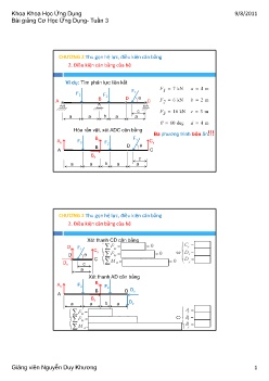 Bài giảng Cơ học ứng dụng - Tuần 3 - Nguyễn Duy Khương