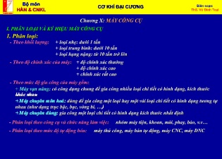 Bài giảng Cơ khí đại cương - Chương X: Máy công cụ - Vũ Đình Toại