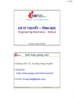 Bài giảng Cơ lý thuyết - Tĩnh học - Chương 0: Một số khái niệm và nguyên lý chung - Đường Công Truyền