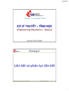 Bài giảng Cơ lý thuyết - Tĩnh học - Chương 4: Liên kết và phản lực liên kết - Đường Công Truyền