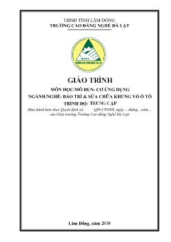 Bài giảng Cơ ứng dụng (Trình độ Trung cấp)