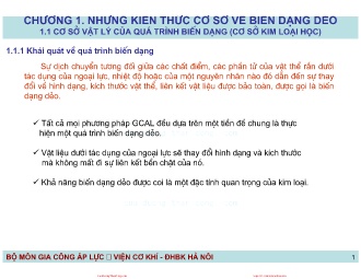 Bài giảng Công nghệ gia công áp lực - Chương 1: Những kiến thức cơ sở về biến dạng dẻo