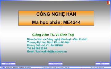 Bài giảng Công nghệ hàn - Chương 1: Hàn và cắt kim loại - Vũ Đình Toại