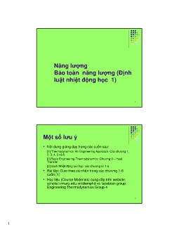 Bài giảng Kỹ thuật nhiệt - Bài: Năng lượng Bảo toàn năng lượng (Định luật nhiệt động học 1)