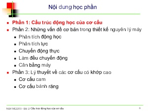 Bài giảng Nguyên lý máy - Bài 2: Cấu trúc động học của cơ cấu - Nguyễn Trọng Du