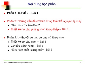 Bài giảng Nguyên lý máy - Bài 3: Thiết kế cơ cấu phẳng toàn khớp thấp - Nguyễn Trọng Du