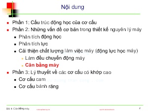 Bài giảng Nguyên lý máy - Bài 4: Cân bằng máy - Nguyễn Xuân Hạ