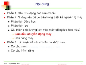 Bài giảng Nguyên lý máy - Bài 5: Chuyển động thực - Nguyễn Xuân Hạ