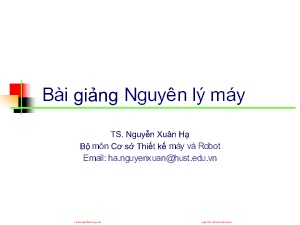 Bài giảng Nguyên lý máy - Bài 6: Cơ cấu Cam - Nguyễn Xuân Hạ