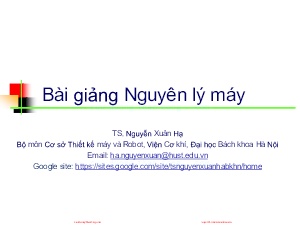 Bài giảng Nguyên lý máy - Bài mở đầu: Thiết kế nguyên lý máy - Nguyễn Xuân Hạ