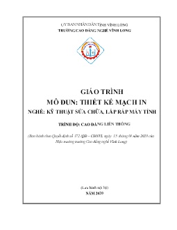 Bài giảng Thiết kế mạch in (Trình độ Cao đẳng liên thông)