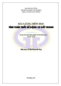 Bài giảng Tính toán thiết kế động cơ đốt trong