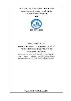 Bài tập thực hành Hệ thống truyền động trên ô tô (Trình độ Cao đẳng)