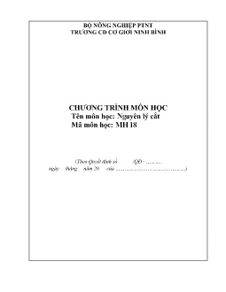 Chương trình môn học Nguyên lý cắt