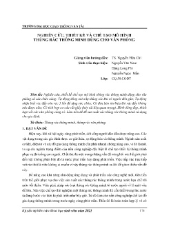 Đề tài Nghiên cứu, thiết kế và chế tạo mô hình thùng rác thông minh dùng cho văn phòng