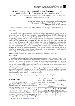 Đề xuất giải pháp chẩn đoán hư hỏng động cơ điện không xâm lấn ứng dụng mạng googlenet