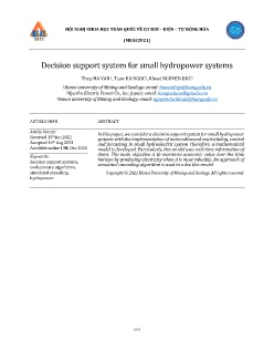 Decision support system for small hydropower systems