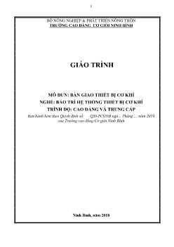 Giáo trình Bàn giao thiết bị cơ khí (Trình độ Cao đẳng và Trung cấp)