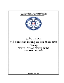 Giáo trình Bảo dưỡng và sửa chữa bơm cao áp