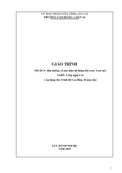 Giáo trình Bảo dưỡng và sửa chữa hệ thống bôi trơn - Làm mát (Trình độ Cao đẳng, Trung cấp)