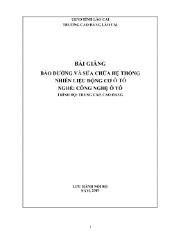 Giáo trình Bảo dưỡng và sửa chữa hệ thống nhiên liệu động cơ ô tô (Trình độ Cao đẳng, Trung cấp)