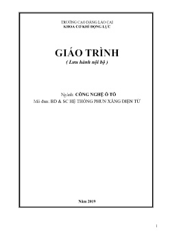 Giáo trình Bảo dưỡng và sửa chữa hệ thống phun xăng điện tử (Lưu hành nội bộ)