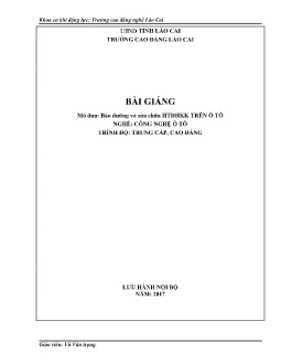 Giáo trình Bảo dưỡng và sửa chữa HTĐHKK trên ô tô (Trình độ Cao đẳng, Trung cấp)