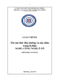 Giáo trình Bảo dưỡng và sửa chữa trang bị điện