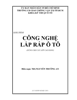 Giáo trình Công nghệ lắp ráp ô tô (Trình độ Cao đẳng)