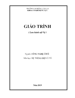 Giáo trình Công nghệ ô tô (Lưu hành nội bộ)