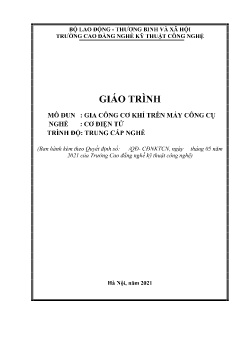 Giáo trình Gia công cơ khí trên máy công cụ (Trình độ Trung cấp nghề)