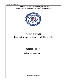 Giáo trình Hàn khí (Trình độ Trung cấp)