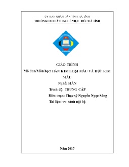 Giáo trình Hàn kim loại màu và hợp kim màu (Trình độ Trung cấp)