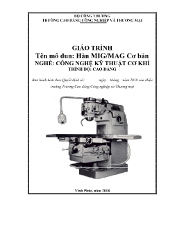 Giáo trình Hàn MIG/MAG cơ bản (Trình độ Cao đẳng)