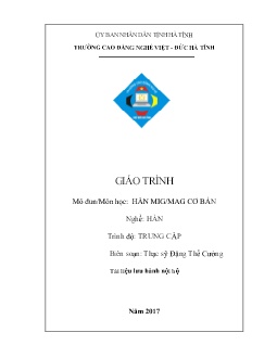 Giáo trình Hàn MIG/MAG cơ bản (Trình độ Trung cấp)