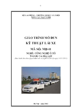 Giáo trình Kỹ thuật lái xe (Trình độ Cao đẳng nghề)