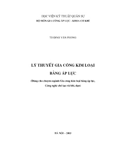 Giáo trình Lý thuyết gia công kim loại bằng áp lực