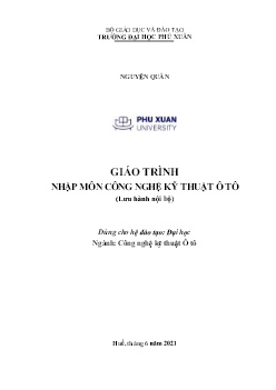 Giáo trình Nhập môn công nghệ kỹ thuật ô tô (Lưu hành nội bộ)