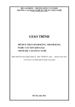 Giáo trình Phay bánh răng, thanh răng (Trình độ Cao đẳng nghề)