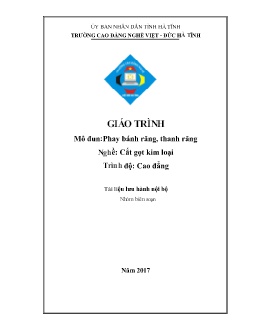 Giáo trình Phay bánh răng, thanh răng (Trình độ Cao đẳng)