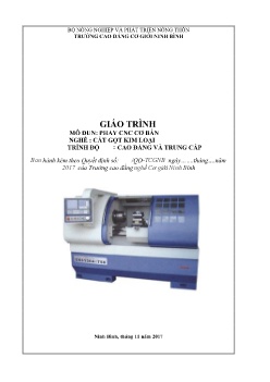 Giáo trình Phay CNC cơ bản (Trình độ Cao đẳng và Trung cấp)