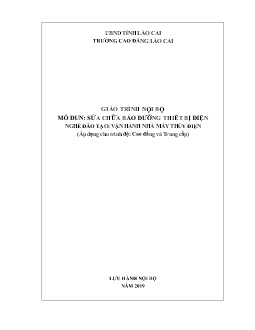 Giáo trình Sửa chữa bảo dưỡng thiết bị điện (Trình độ Cao đẳng và Trung cấp)