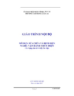 Giáo trình Sửa chữa và bảo dưỡng thiết bị điện (Trình độ Sơ cấp)