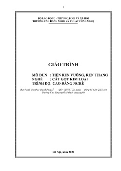 Giáo trình Tiện ren vuông, ren thang (Trình độ Cao đẳng nghề)