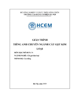 Giáo trình Tiếng Anh chuyên ngành cắt gọt kim loại (Trình độ Cao đẳng)