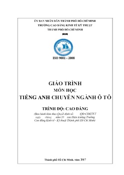 Giáo trình Tiếng anh chuyên ngành ô tô (Trình độ Cao đẳng)