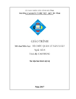 Giáo trình Tổ chức quản lý sản xuất (Trình độ Cao đẳng)