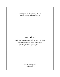 Giáo trình Vận hành thiết bị điện (Trình độ Trung cấp)